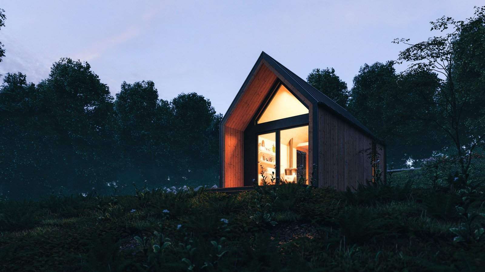 Maison en ossature bois dans la nature