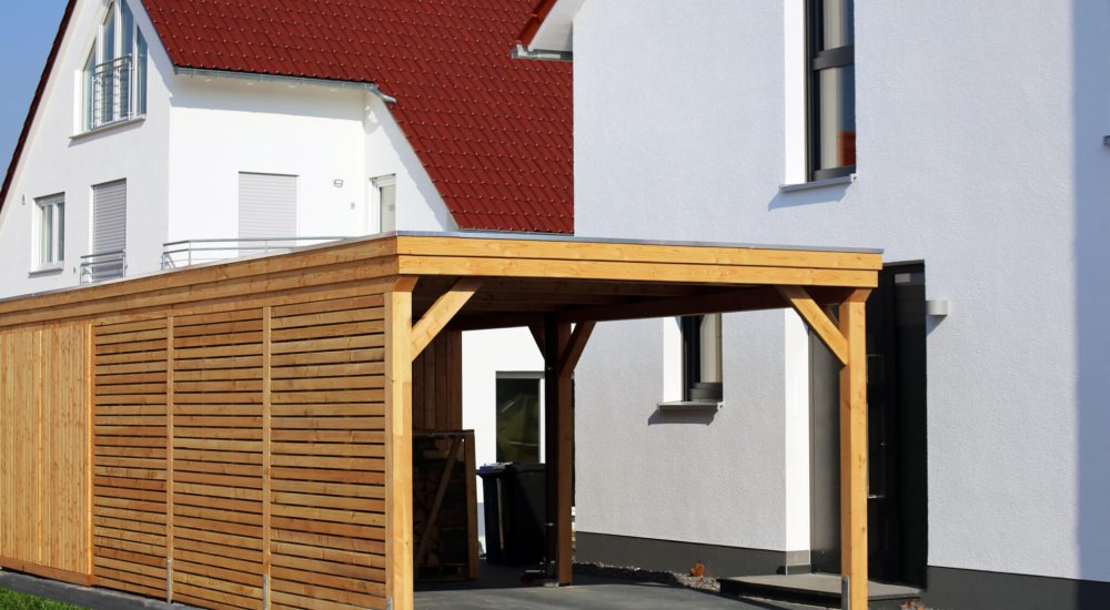 Wooden carport on residential home